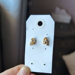 Gold Leaf Cluster Stud Earrings - Unbranded